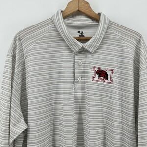 Badger Sport Polo Mens 3XL Gray White Stripe Marist High School Golf Performance